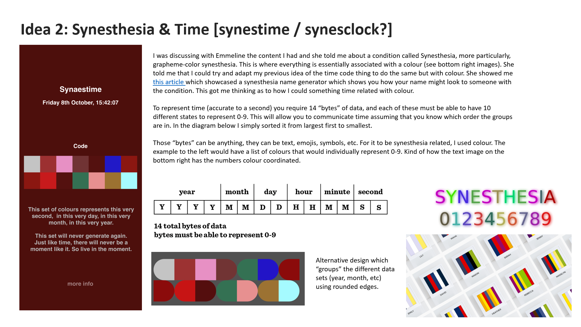 A slide showcasing an app which showed the time as blocks of colour